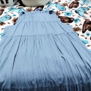 Blue Sleeveless Tiered Dress